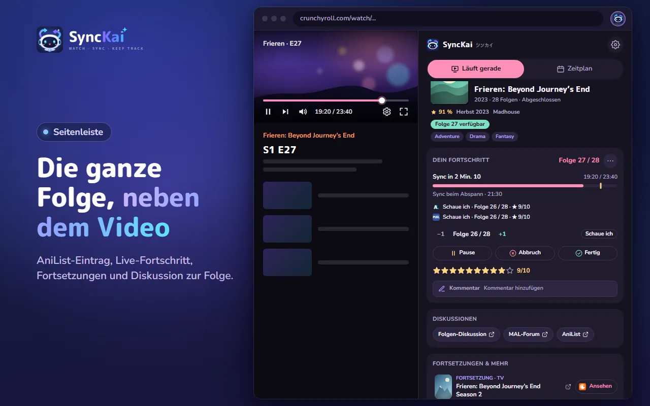 Die Folge, neben dem Video